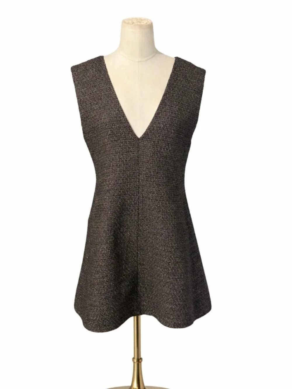 APUWEISER - RICHE Japan Size 2 Metallic Tweed Sleeveless V-Neck Dress NWT